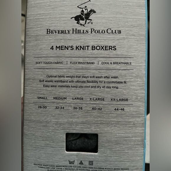 Men’s Knit Boxers 4 pack Beverly Hills Polo Club - Picture 2 of 3